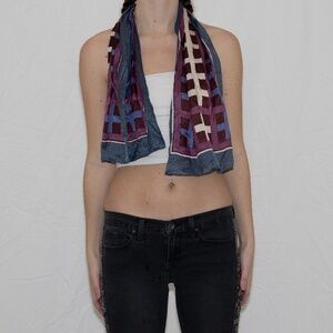 Vintage purple geometric scarf blue brown and white